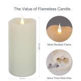 TECHLONG Flameless Candles with Remote Timer, 3D Moving Flickering Flame Battery Operated Candles Lasting 1000+ Hours, 6 x 3 Ivory Real Wax Electric LED Pillar Candles, Set of 2