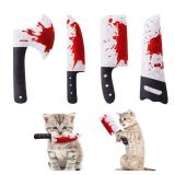 Potaroma 4Pcs Cat Toys, Horror Halloween Knife-Shaped Kitten Catnip Crinkly Sound Toys, Indoor Exercise for All Cat Breeds 6.5 Inches