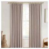 QJmydeco Pinch Pleated Heavy Burlap 78 Inch Length Curtains for Kids Room 2 Panels Set,Rustic Natural Linen Blend Blackout Curtain for Nursery Back Tab 78 Inches Soundproof Window Drapes 40 Wx78 L
