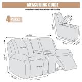 VANSOFY Recliner Loveseat Cover with Middle Console Stretch Reclining Sofa Slipcover for 2 Seat Jacquard Reclining Couch Sofa Covers Furniture Protector with Elastic Straps Bottom (Cream)