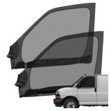 Federedevo Double Layers Side Window Sunshade Magnetic Bug Screen for Front Doors, Pair Window Bug Screen & Sunshade Curtain Compatible with Chevrolet Express/GMC Savana 1996-2025