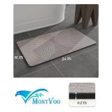MontVoo -Bath Mat-Non Slip Thin Bathroom Rugs Fit Under Door- Quick Dry Absorbent Faux Suede Surface Grey Bathroom Floor Mats-Shower Rug for in Front of Bathtub Shower Grey & Beige 16x24