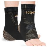 JIUFENTIAN Copper Ankle Brace for Achilles Tendonitis Women and Men (2 pack) - Breathable Ankle Support Brace for Sprained, Sprain,Sports Injury Recovery,Copper Infused Foot Pain Relief (Medium)