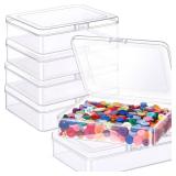 Jetec 6 Pieces Mini Plastic Clear Beads Storage Containers Box for Collecting Small Items, Beads, Jewelry, Business Cards, Game Pieces, Crafts (5 x 4 x 1.3 Inch)