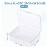 Jetec 6 Pieces Mini Plastic Clear Beads Storage Containers Box for Collecting Small Items, Beads, Jewelry, Business Cards, Game Pieces, Crafts (5 x 4 x 1.3 Inch)