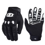 Seibertron Youth Unisex MX ATV MTB Racing Gloves - Full Finger Touchscreen Glove for Bicycle Cycling Mountain Biking Motorcycle and Motocross Black L