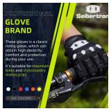 Seibertron Youth Unisex MX ATV MTB Racing Gloves - Full Finger Touchscreen Glove for Bicycle Cycling Mountain Biking Motorcycle and Motocross Black L
