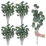 20 Pcs Artificial Eucalyptus Stems Fake Bulk Eucalyptus Faux Greenery Silver Dollar Leaves 23.6 Inches Silver Dollar Fake Plant Decor Silk Branches Artificial Greenery Branches Plant for Wedding Decor