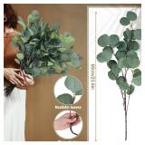 20 Pcs Artificial Eucalyptus Stems Fake Bulk Eucalyptus Faux Greenery Silver Dollar Leaves 23.6 Inches Silver Dollar Fake Plant Decor Silk Branches Artificial Greenery Branches Plant for Wedding Decor