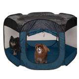 Furhaven Portable Dog Playpen Cat Tent, Pet playground/kennel foldable indoor outdoor zippered puppy crate - Sailor Blue, Extra Large