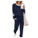 Aloodor Sweatsuits Women Casual Set Lightweight Color Block Plus Size Workout Sets XXL