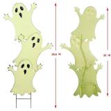 Joliyoou Halloween Yard Stake, 38.6 Glow in The Dark Metal Stacked Ghost with Green Fluorescent Layer, Halloween Yard Sign Stakes for Outdoor Front Yard Lawn Garden Decorations