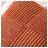 MIULEE Fall Rust Corduroy Pillow Covers Pack of 2 Boho Decorative Spliced Throw Pillow Covers Soft Solid Cross Patchwork Textured Pillowcases Home Decor for Couch Living Room Bed Sofa 18x18 inch