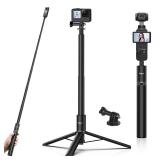 59in Invisible Selfie Stick Tripod for Insta360 X5/X4/X3/ONE X2/GO 3s/DJI Osmo 360, ULANZI TT52 Extension Pole Adjustable Waterproof Handle Grip for GoPro, DJI Osmo Pocket 3 Action 5 Pro/4