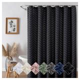 OVZME Black Bathroom Shower Curtain 78 Inch Length, Boho Tufted Chevron Striped Texture, Soft Fabric Protect Privacy Modern Farmhouse Style Shower Curtain for Bathroom, 72Wx78L Inches