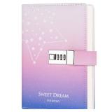 CAGIE Diary with Lock for Women Lockable Secret Girls Journal with Gifts Box,224 Pages Thick Locked Diary,Contrast Color Design Locking Notebook,5.9 x 7.9 Inch,Star