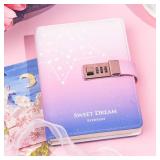CAGIE Diary with Lock for Women Lockable Secret Girls Journal with Gifts Box,224 Pages Thick Locked Diary,Contrast Color Design Locking Notebook,5.9 x 7.9 Inch,Star