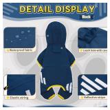 Dog Raincoat, Waterproof Dog Rain Jacket with Hood, Rain Coat with Leash Hole, Reflective Strap for Small Medium Dogs, Lightweight Puppy Clothes(Blue,M)