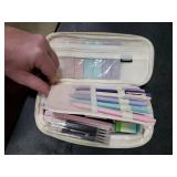 Four Candies 39 PCS Aesthetic School Supplies with Cute Pen Case, 12 Pastel Highlighters, 5 Black Ink Gel Pens, 6 Mechanical Pencils Set 0.5 & 0.7 mm for Students Stationary College Essentials (Pink)