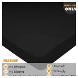 King Size Fitted Sheet Only - 4-Way Stretch Knit, Snug Fit, Wrinkle Free & Stay in Place, No More Slipping Off for Mattress, Soft & Comfortable - Black, King