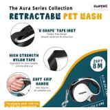 Emperor Pets 26 ft Retractable Dog Leash White - Heavy Duty Retractable Pet Leash with Anti-Slip Grip for Medium to Large Dogs up to 110 lbs -Aura BW26