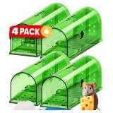 Motel Mouse Humane No Kill Live Catch and Release Mouse Traps, Reusable with Cleaning Brush - 4 Pack