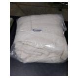 Snuggle Sac Checkered Throw Blanket Faux Fur Microfiber Blankets for Couch,Cozy Soft Warm Blanket for Sofa Bedroom Living Room,Solid Ivory,60x80 inches