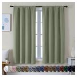 Simplebrand Ava Sage Green Blackout Curtains for Bedroom 63 Inch Length 2 Panels Set, Solid Thermal Insulated Energy Saving Rod Pocket Window Treatment Curtains Blackout Drapes, W40 x L63 Inch, Sage