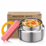 MAISON HUIS 8oz Soup Thermo Wide Mouth Vacuum Insulated Food Jar for Hot&Cold Food, Leak Proof Stainless Steel Kids Lunch Container for School Travel(Pink)