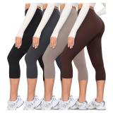 VALANDY Creamlush 4 Pack Capri Leggings for Women-High Waisted Stretchy Soft Yoga Lounge Pants(S-3XL)