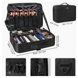 Relavel Makeup Case Large Makeup Bag Professional Train Case 16.5 inches Travel Cosmetic Organizer Brush Holder Waterproof Makeup Artist Storage Box, 3 Layer Large Capacity, with Adjustable Strap