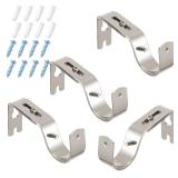 Frienda 4 Pcs Curtain Rod Support Brackets Brushed Silver Adjustable Curtain Rod Hangers for 1 Inch Diameter General Hardware Holders Wall Bracket Hanger Hooks with Screws