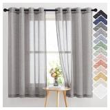 NICETOWN Sheer Curtains Open Linen Blend for Window Decor, Grommet Natural Linen Flax Window Treatment Privacy with Light Filter Vertical Drapes for Bedroom, Charcoal Grey, W52 x L63, 2 Panels