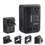 DOACE 220V to 110V Converter 350W Voltage Converter US to Europe for Hair Straightener/Curling Iron Converter for European Travel with 4-Port USB Charging and UK/AU/US/EU Worldwide Plug Adapter