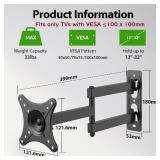 USX MOUNT Full Motion TV Wall Mount - Universal Single Stud Corner Bracket for 13-32 inch TVs, Monitor Wall Mount for LCD Monitor Swivel Tilt Rotation Articulating, VESA100x100mm, Up to 33LBS