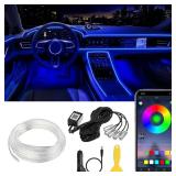 Interior Car LED Strip Lights APP Control, 5 in 1 RGB 16 Million Colors Ambient Lighting Kit with 236 inches Fiber Optic, Music Mode Inside Car Lighting Decorations