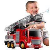 JUKUDAHU Fire Truck Toy for Kids 3 4 5 6 7 8 Years Old - Fire Trucks Playset with Rotating Ladder, Sound and Light, Vehicle Toys for Boys 5-8, City Cars Toyset, Birthday Gifts for Girls Toddlers 1-3+