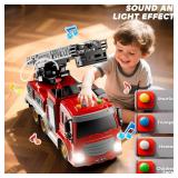 JUKUDAHU Fire Truck Toy for Kids 3 4 5 6 7 8 Years Old - Fire Trucks Playset with Rotating Ladder, Sound and Light, Vehicle Toys for Boys 5-8, City Cars Toyset, Birthday Gifts for Girls Toddlers 1-3+