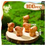 Simgoing 100 Pcs Mini Capybara Resin Figurines Capybara Figure Ornament Miniature Animal Desktop Tabletop Outdoor Craft Decor for Garden Miniature Landscape Accessories (Brown)