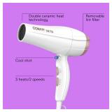 Conair Double Ceramic Hair Dryer, 1875W Blow Dryer with Diffuser and Concentrator, Ionic Conditioning, 3 Heat & 2 Speed Settings, Amazon Exclusive, White