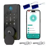 Keyless Entry Door Lock, Smart Door Lock, Smart Deadbolt Lock with Keypad, Auto & One Touch Lock | Smart Locks for Front Door | Easy Installation | Exact Fingerprint | App Control | 12-Month Battery