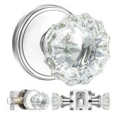 SHINY HANDLES Crystal Glass Door Knobs Interior with Lock,Privacy Vintage Clear Crystal Door Knobs for Bedroom and Bathroom (Polished Chrome,1Pack)