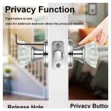 SHINY HANDLES Crystal Glass Door Knobs Interior with Lock,Privacy Vintage Clear Crystal Door Knobs for Bedroom and Bathroom (Polished Chrome,1Pack)