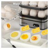 Evoloop Rapid Egg Cooker Electric 12 Eggs Capacity, Soft, Medium, Hard Boiled, Poached, Omelet Maker Egg Poacher & Vegetable Steamer, BPA Free Tray
