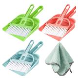 Lamoutor 3 Pack Mini Hand Broom and Dustpan Set Small Dust Pans with Brush Set Cleaning Tool for Desk, Car and Animal Waste Mixed Color