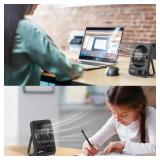 WHATOOK Small Desk Fan Personal Fans: 2000mah 10 Hours Battery Office Quiet Mini Desktop Fan Portable Rechargeable Travel Essentials