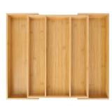 Utoplike Bamboo Expandable Kitchen Drawer Organizer, Adjustable Utensil Holder and Cutlery Tray Organiser, Drawer Divider for Silverware, Flatware, Knives in Kitchen, Bedroom, Living Room, 5 Slot