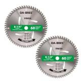 8-1/4-Inch 60-Tooth Circular Saw Blade with 5/8-Inch Arbor, TCT ATB Finish Blade for Wood Cutting (2-Pack)