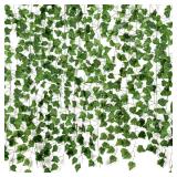 Fake Vines for Room Decor(12 Pack 84 Feet) Aesthetic Artificial Plant Ivy Leaves Hanging Greenery Garlands for Home Bedroom Wall Wedding Party Decor