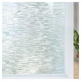 Haton Window Privacy Film, Frosted Glass Static Cling Sun Heat Blocking Window Clings, Frosting Opaque Coverings, Vinyl Removable Stickers Tint for Home Door Office, Non Adhesive 17.5 x 78.7